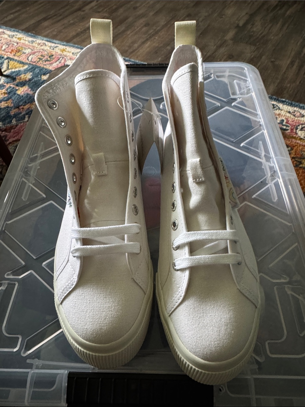 Superga Cream Canvas High-Top Sneakers